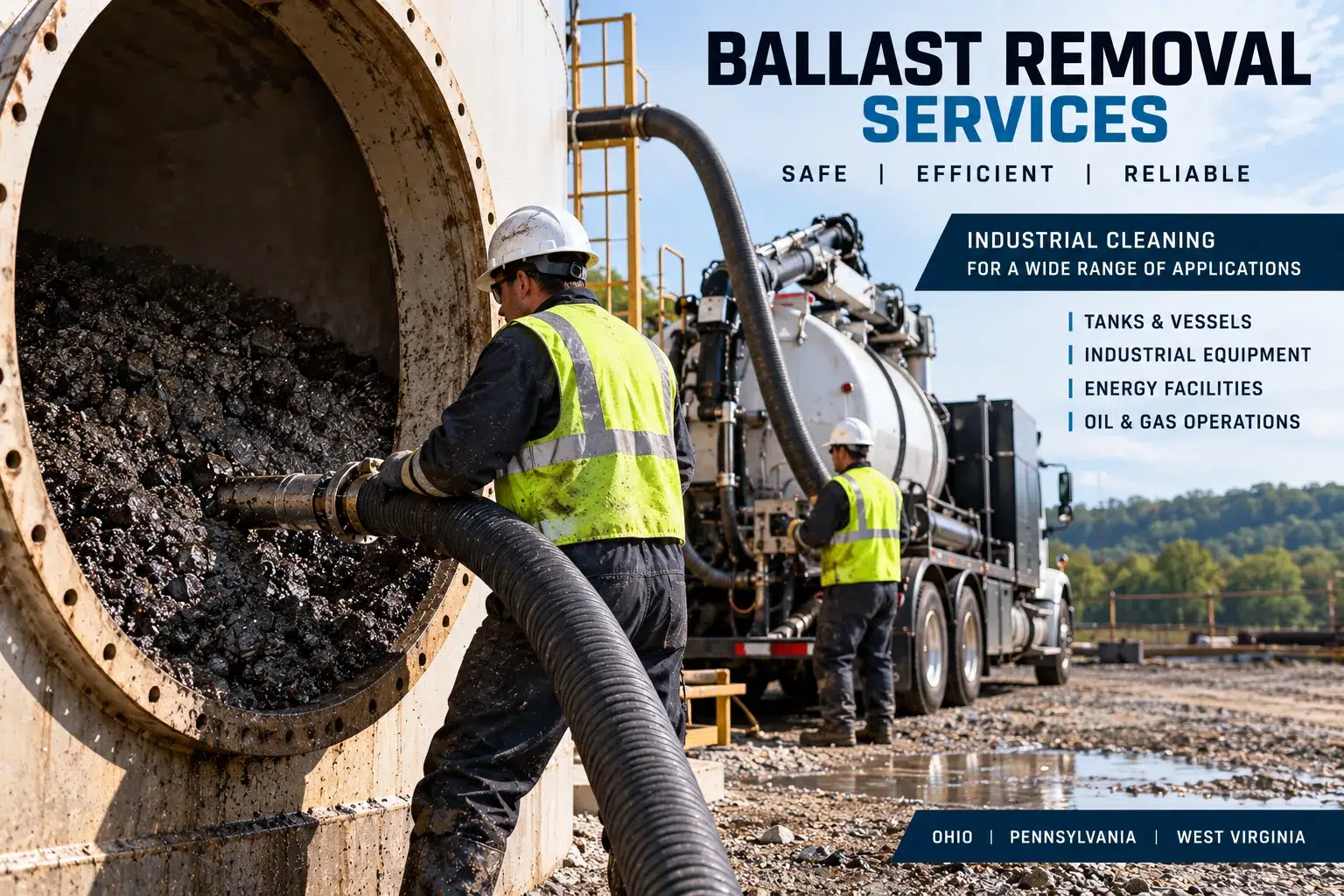 Wagner Energy Services ballast removal crew at an industrial site